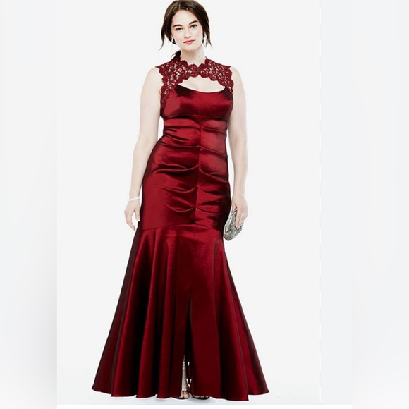 Xscape  Sleeveless Stretch Taffeta Dress with Sparkly Lace - Picture 12 of 12